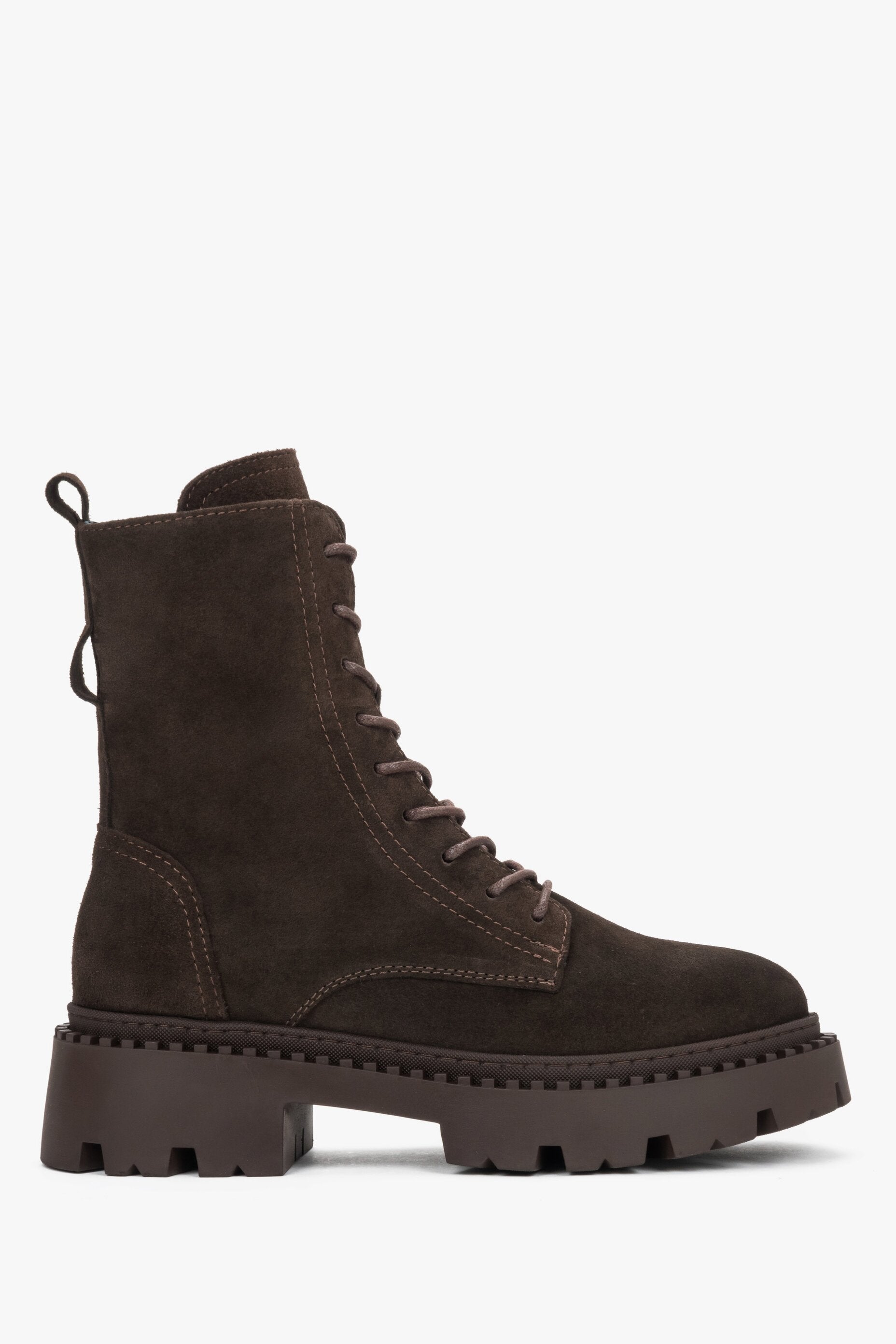Women's Saddle Brown Ankle Boots made of Genuine Italian Velour Estro ER00116562.