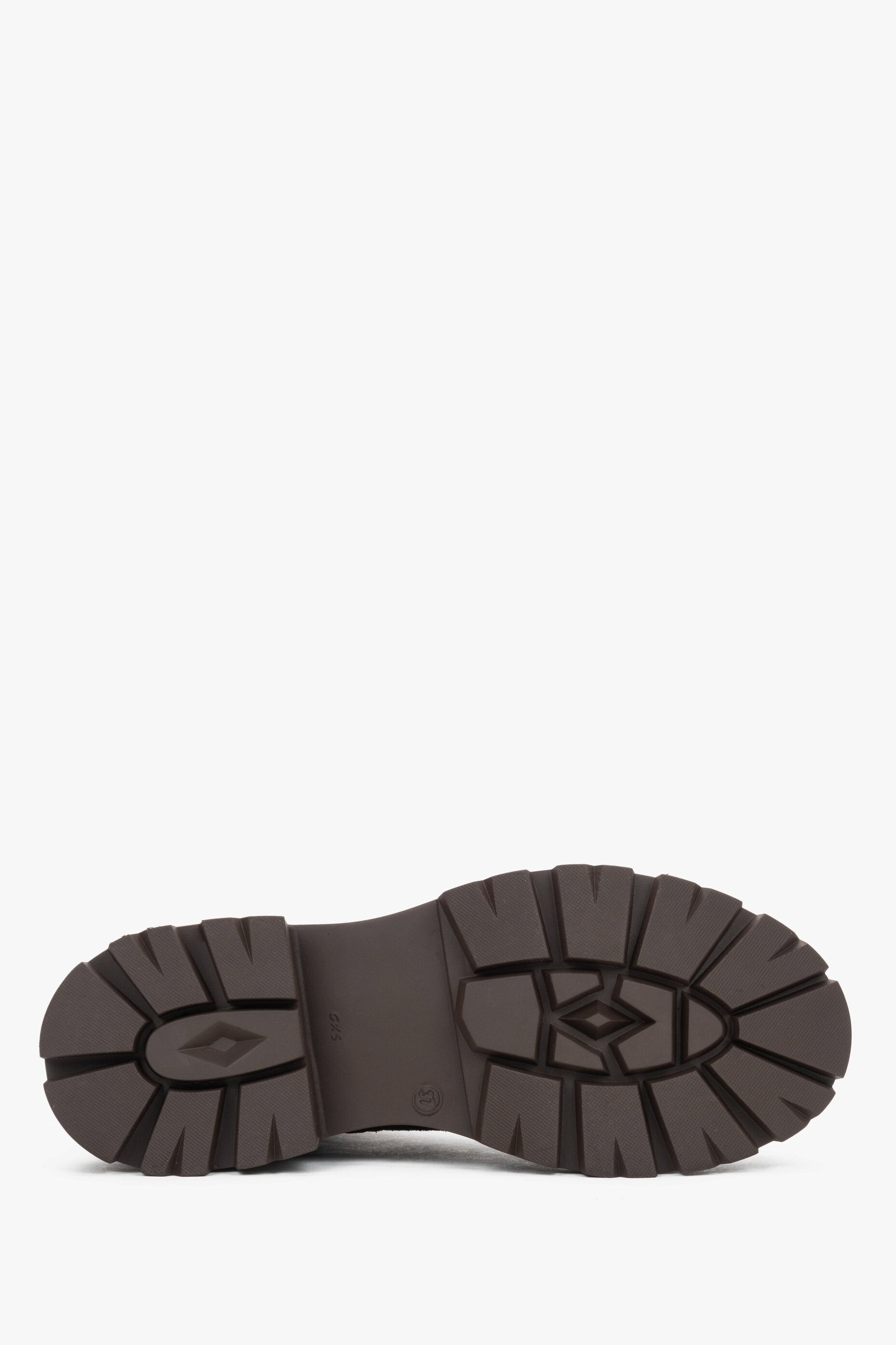 Women's Ankle Boots in Saddle Brown Made with Genuine Italian Velour by Estro - shoe sole.