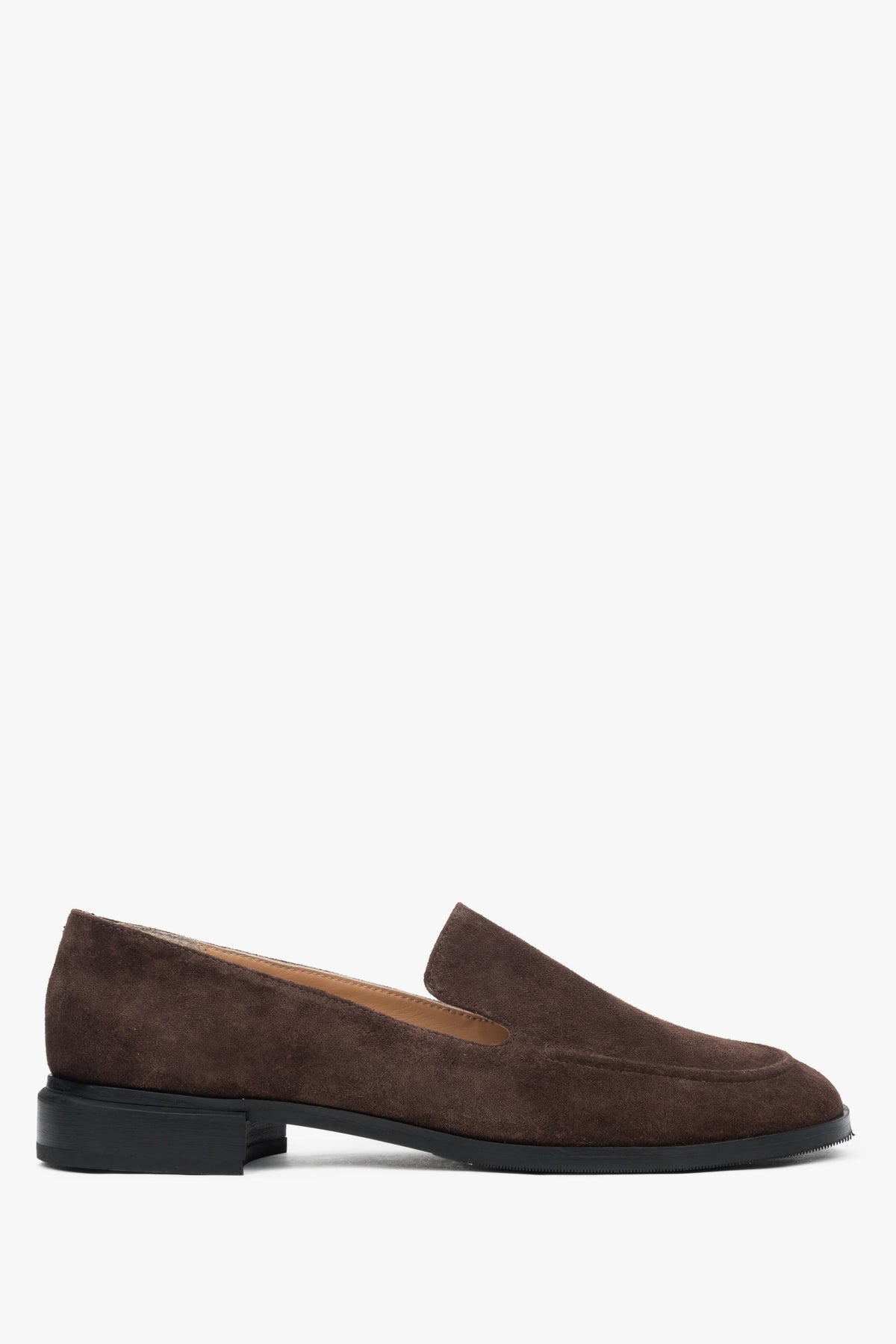 Women's Classic Dark Brown Loafers made of Genuine Velour Estro ER00117616.
