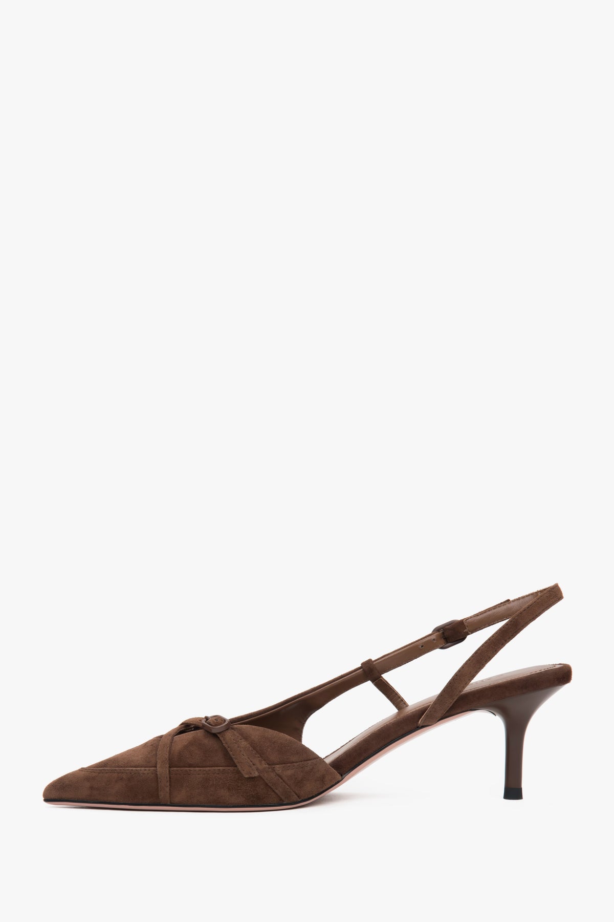 Estro women's low-heeled slingbacks in brown velour.