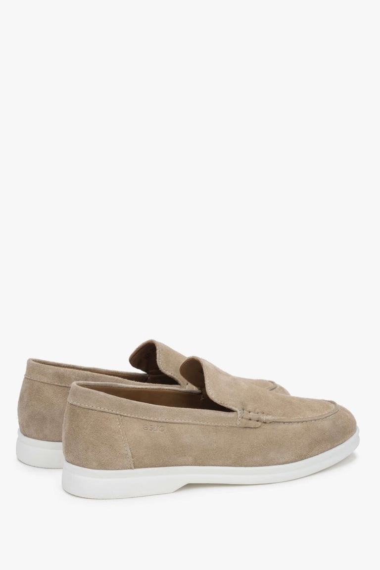 Women's Suede Loafers in Sand Beige by Estro.