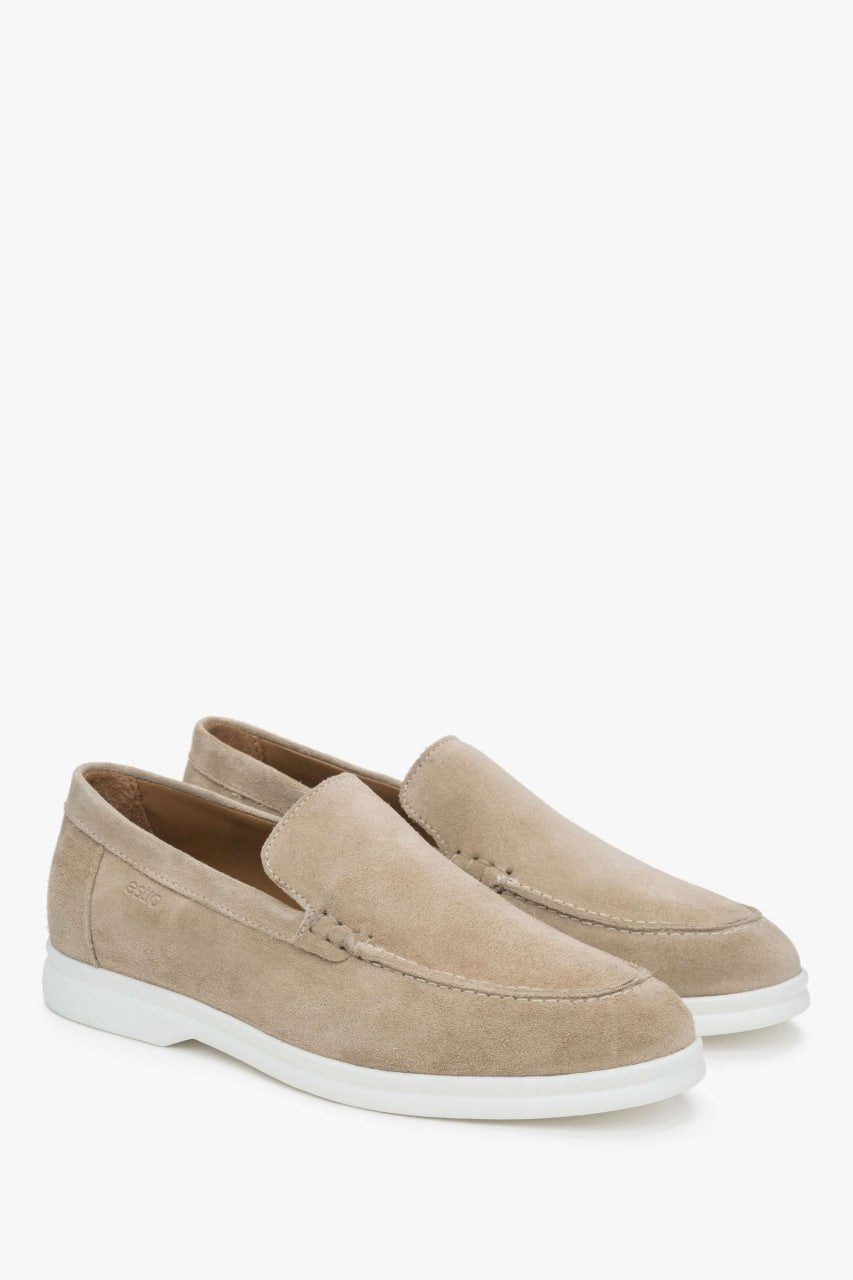 Sand Beige Women's Suede Loafers Estro.