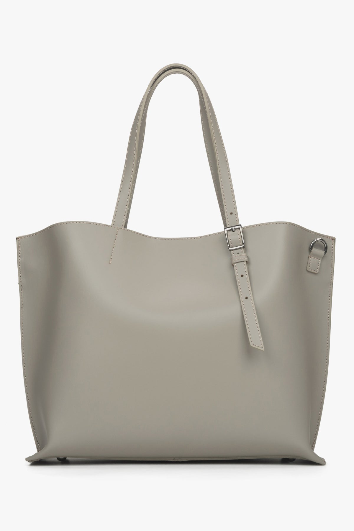 Beige leather shopper bag Estro.