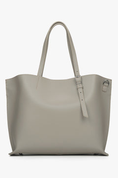 Beige leather shopper bag Estro.