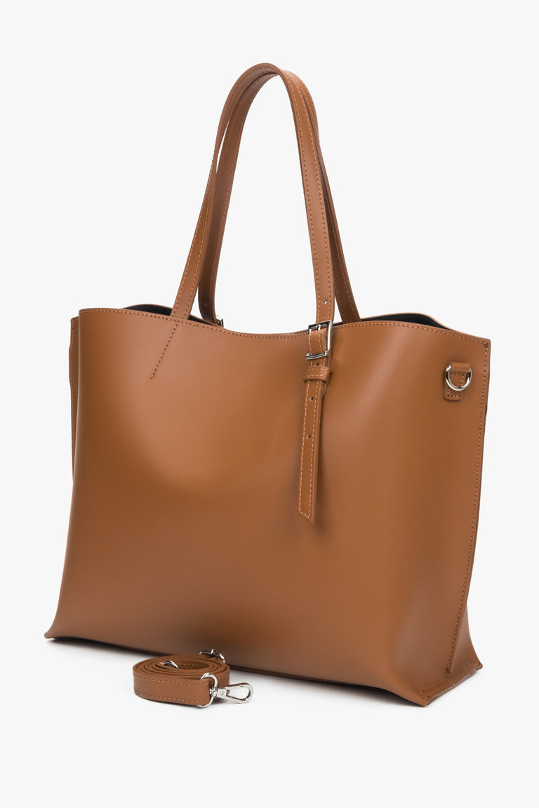 Estro – brown women's shopper bag made of genuine Italian leather.