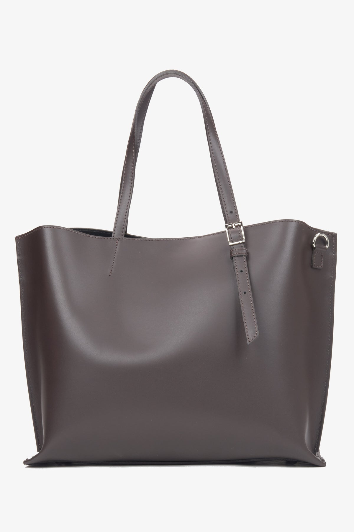 Dark brown women's shopper bag made of premium Italian natural leather from the Estro brand.