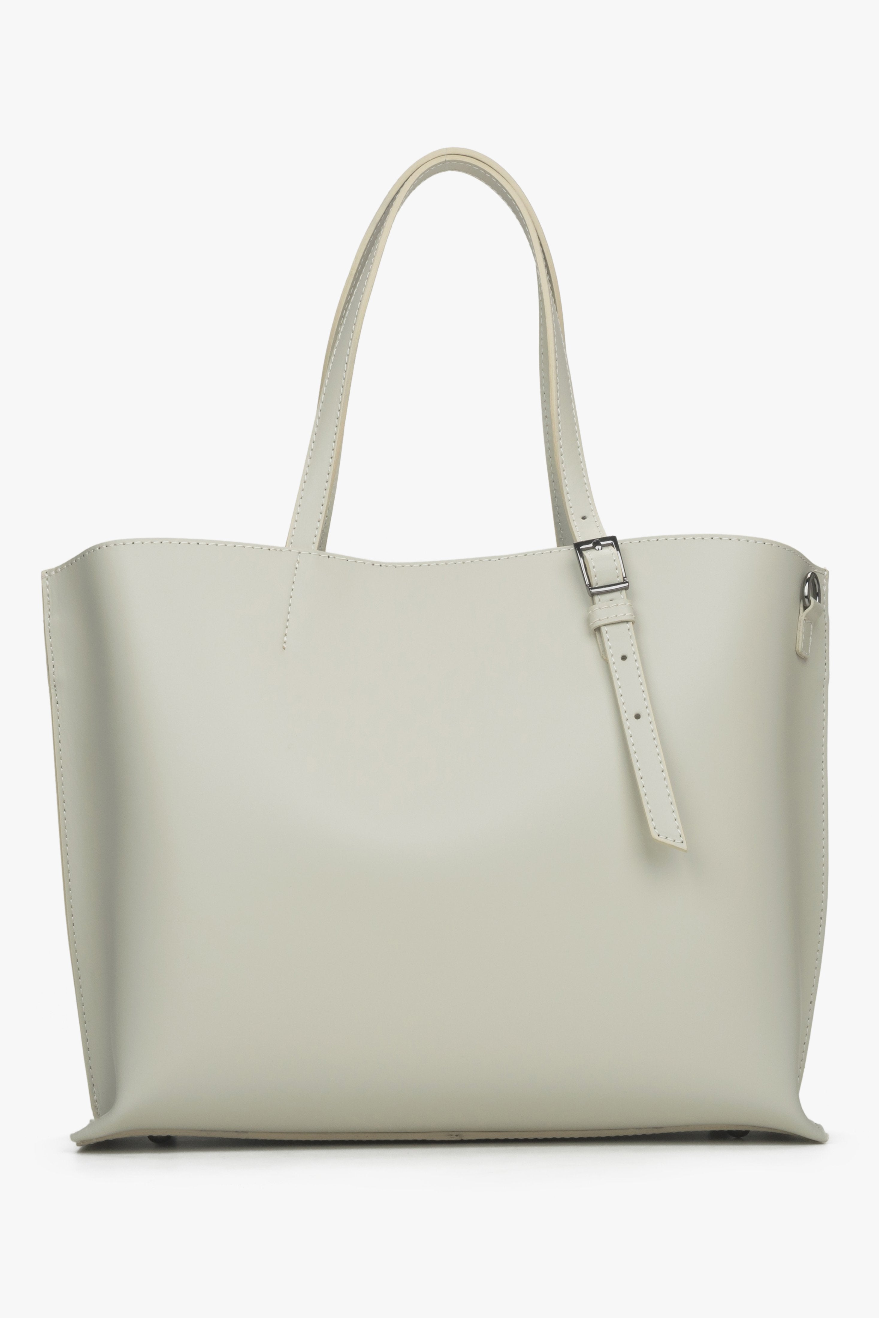 Women's Light Beige Shopper Bag made with Premium Italian Leather Estro ER00115088.