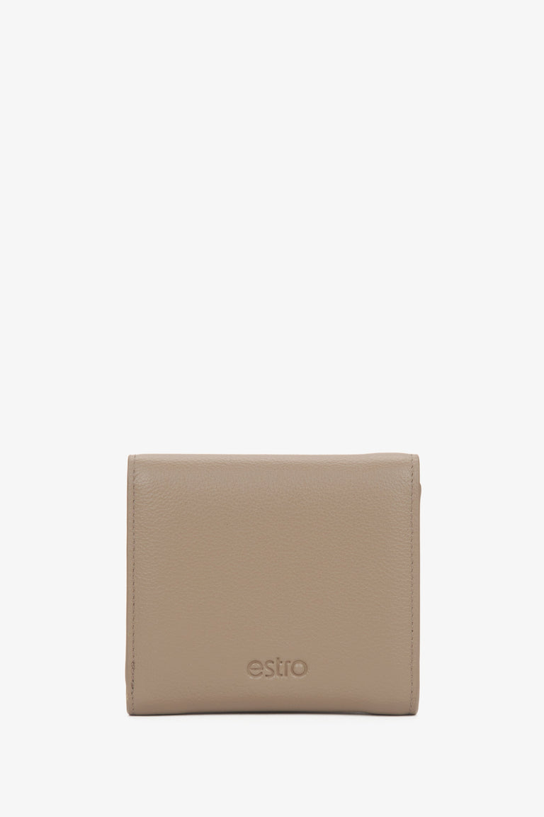 Estro small tri-fold wallet for women in beige leather - reverse.