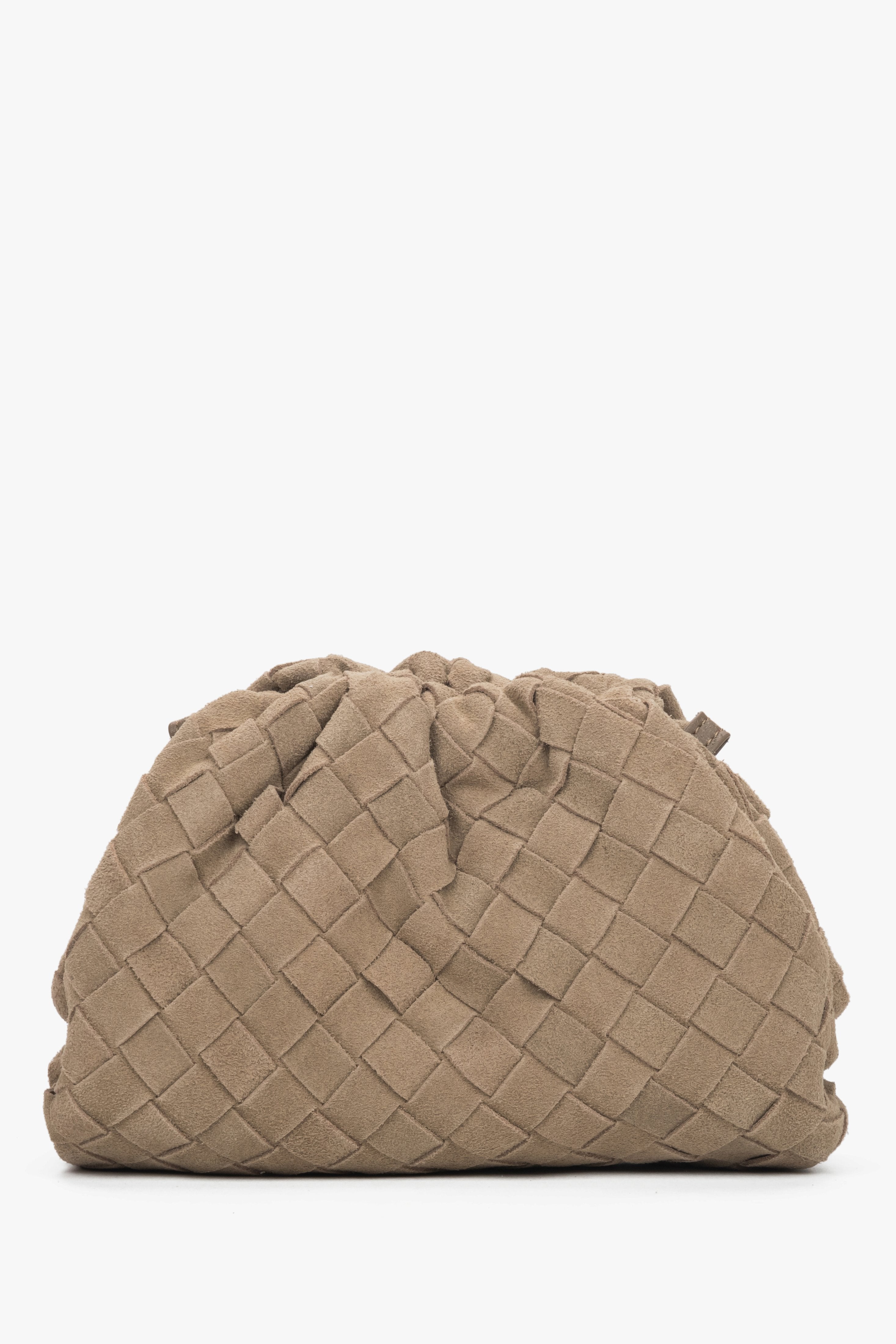 Women's small beige pouch bag in natural velour Estro.