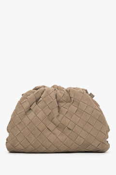 Women's small beige pouch bag in natural velour Estro.