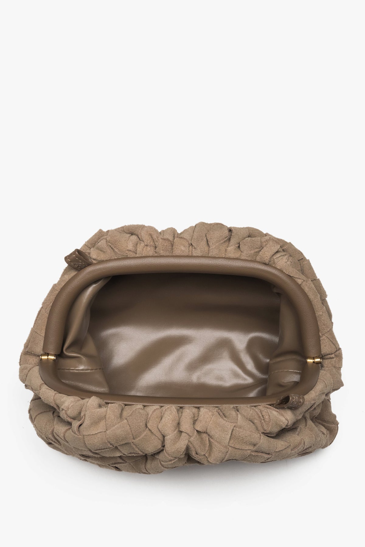 Women's small beige pouch bag in natural velour Estro.
