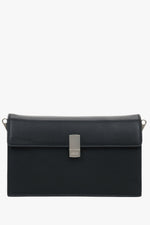 Women's Small Black Crossbody Bag in Leather with Silver Hardware Estro ER00118910.