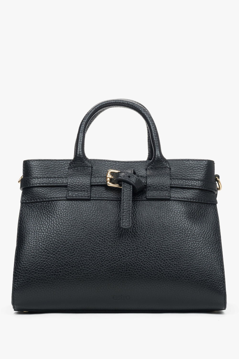 Women's Small Black Satchel Handbag made of Premium Italian Genuine Leather Estro ER00118334.