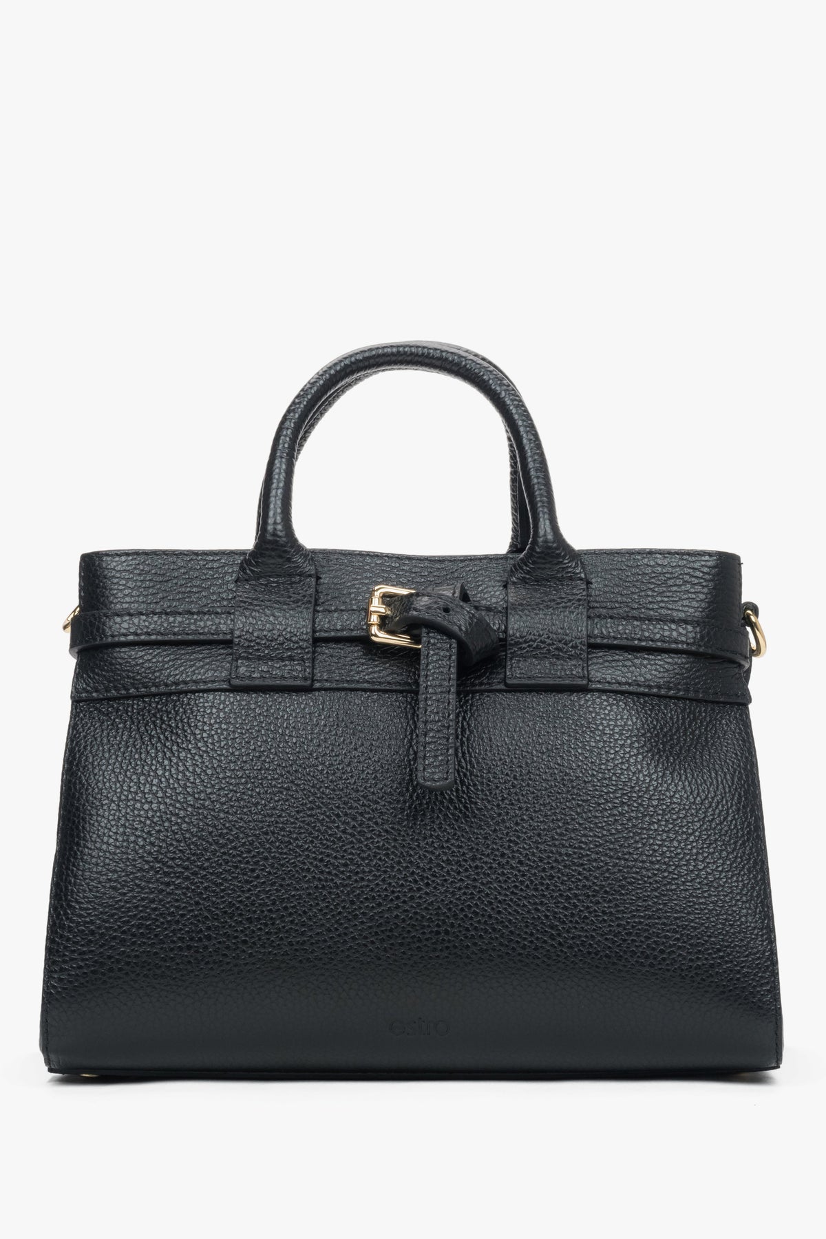 Women's Small Black Satchel Handbag made of Premium Italian Genuine Leather Estro ER00118334.