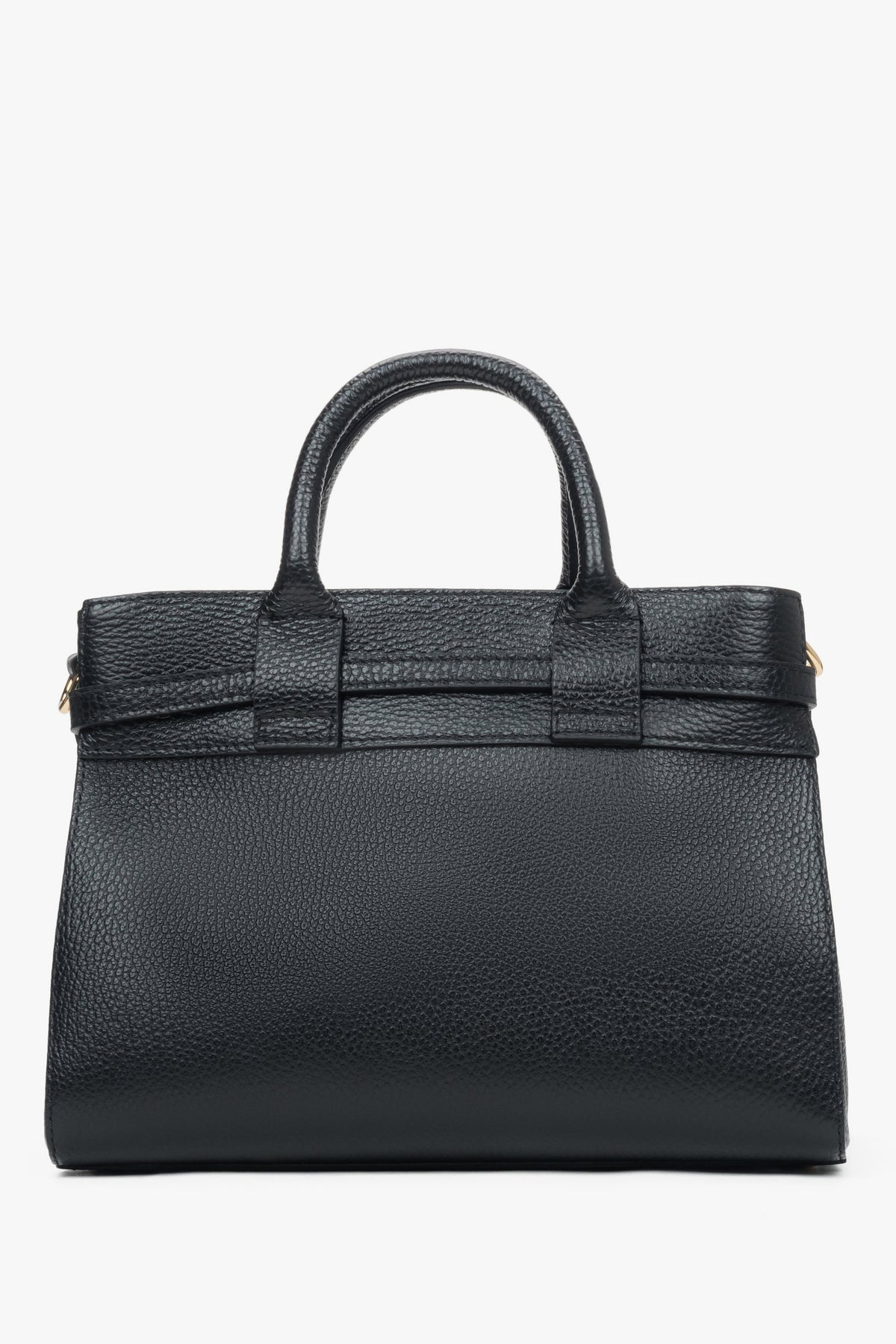Women's small black satchel handbag made of Premium Italian Genuine Leather.