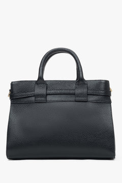 Women's small black satchel handbag made of Premium Italian Genuine Leather.