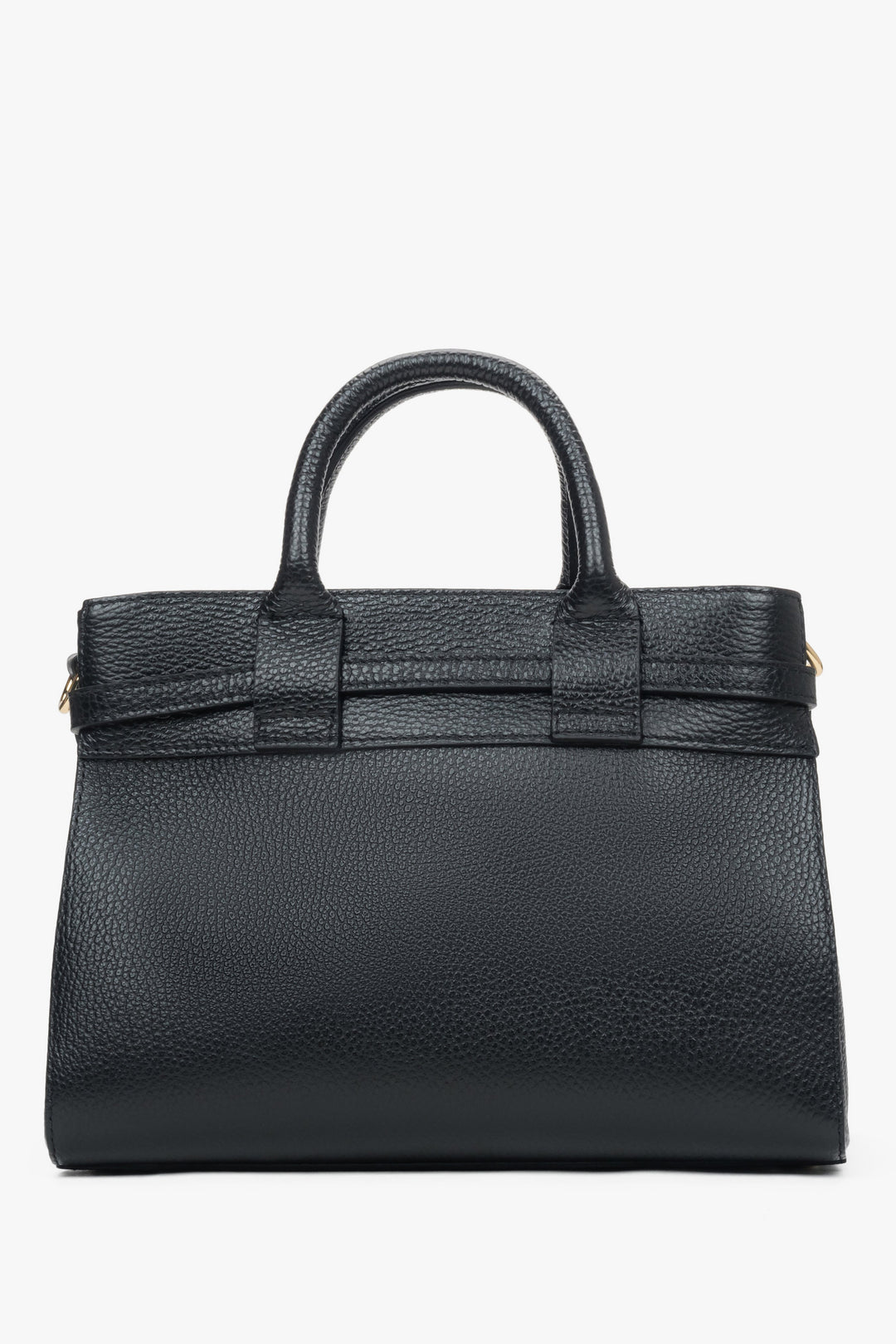 Women's small black satchel handbag made of Premium Italian Genuine Leather.