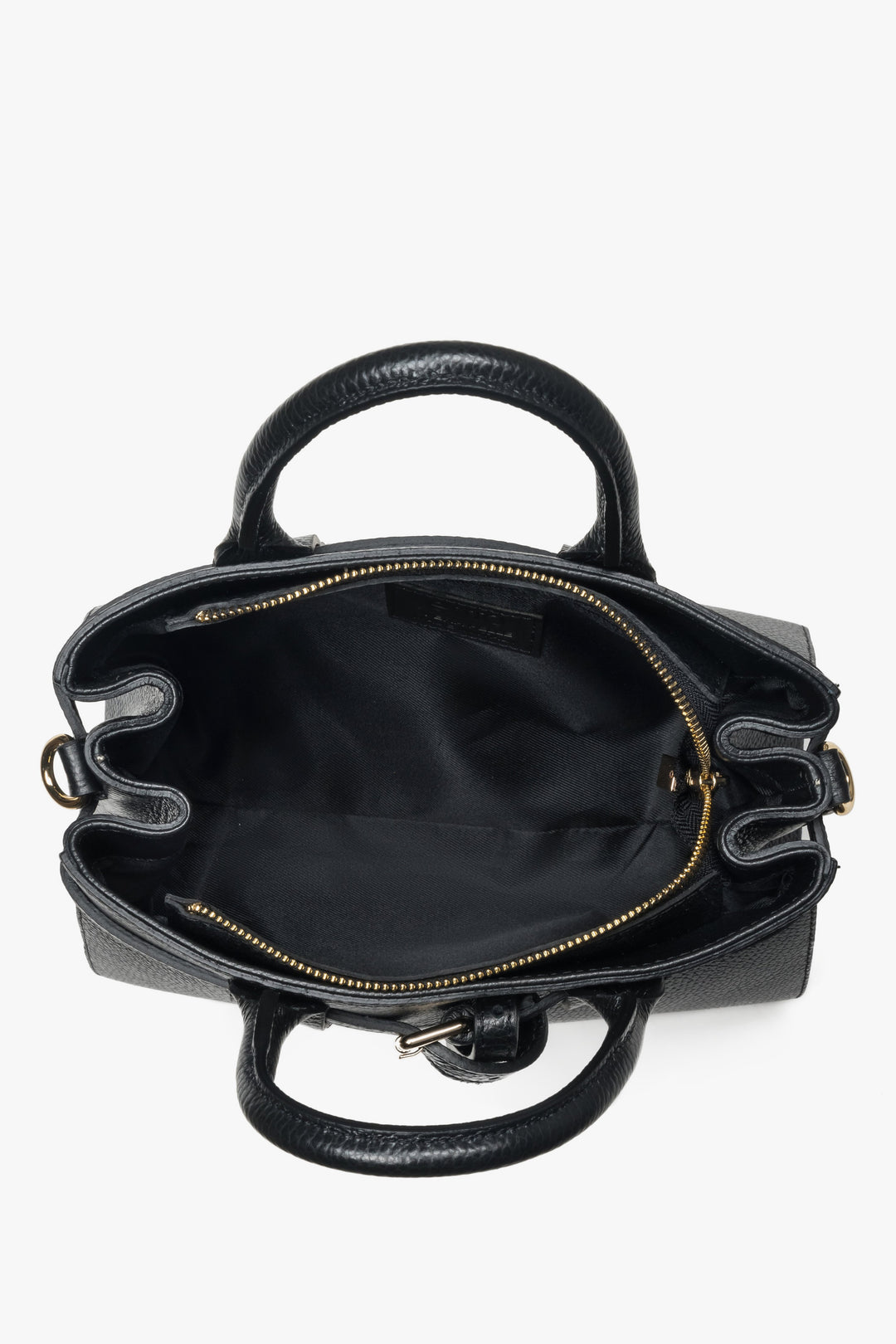 Women's satchel handbag, small, black, made of Premium Italian Genuine Leather, Estro ER00118334.