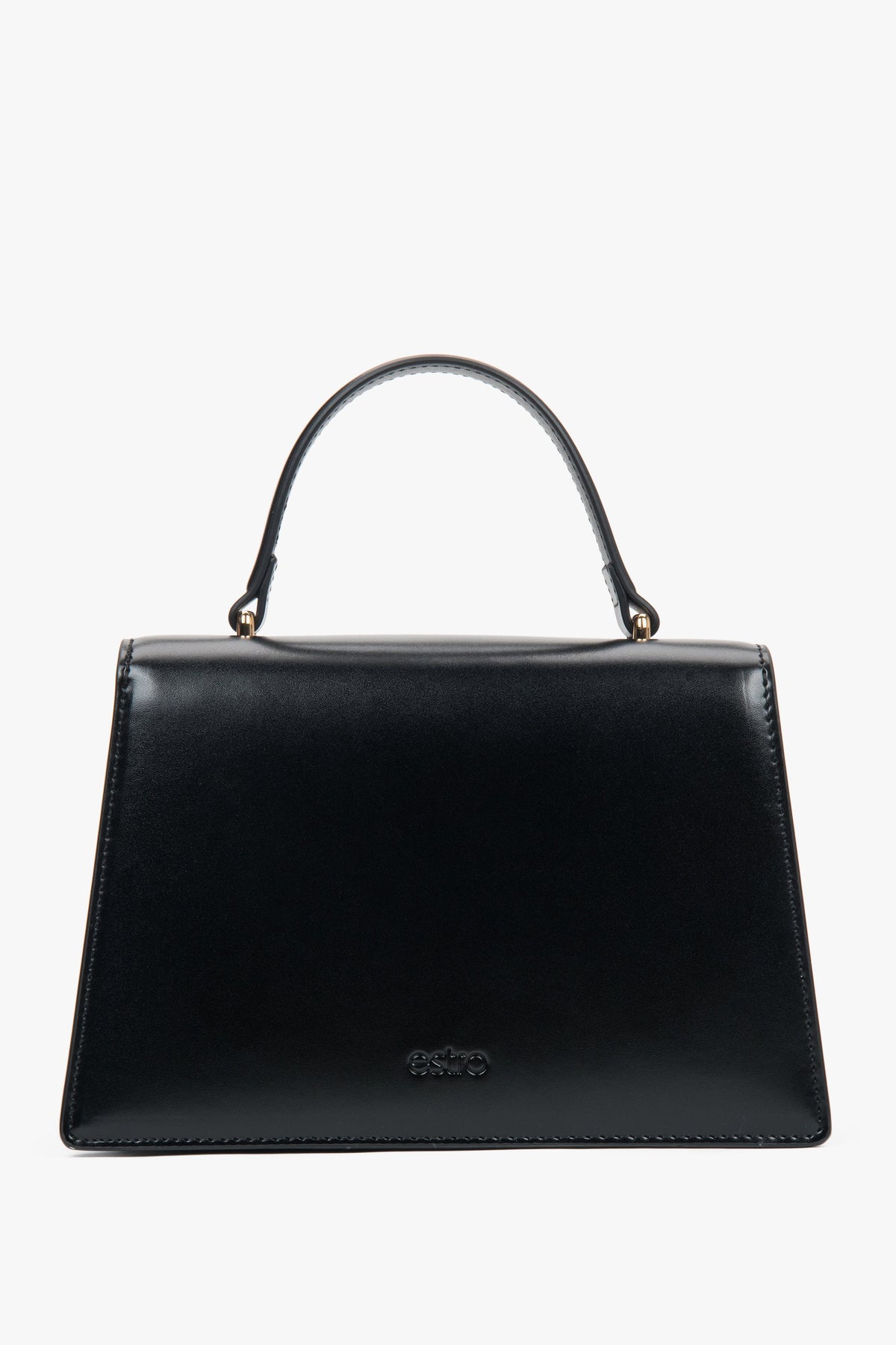 Small black women’s satchel handbag made of genuine leather.