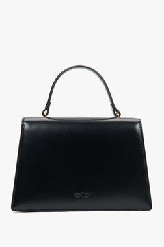 Small black women’s satchel handbag made of genuine leather.