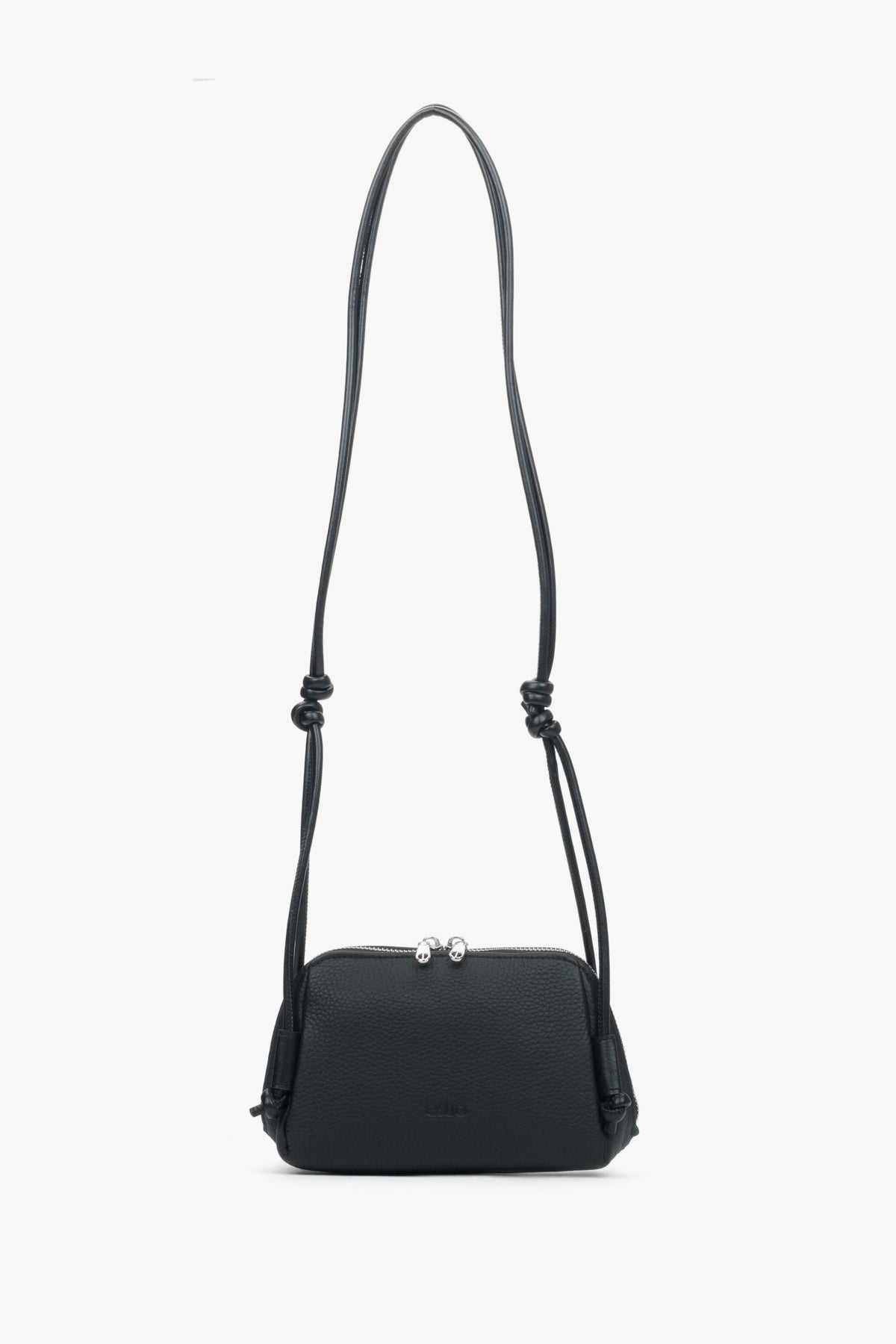 Women's Small Black Soft Genuine Leather Crossbody Bag Estro ER00118933.