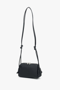 Women's small black soft natural leather crossbody bag Estro.
