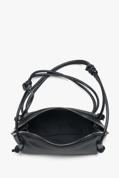 Women's black genuine leather crossbody bag, Estro.