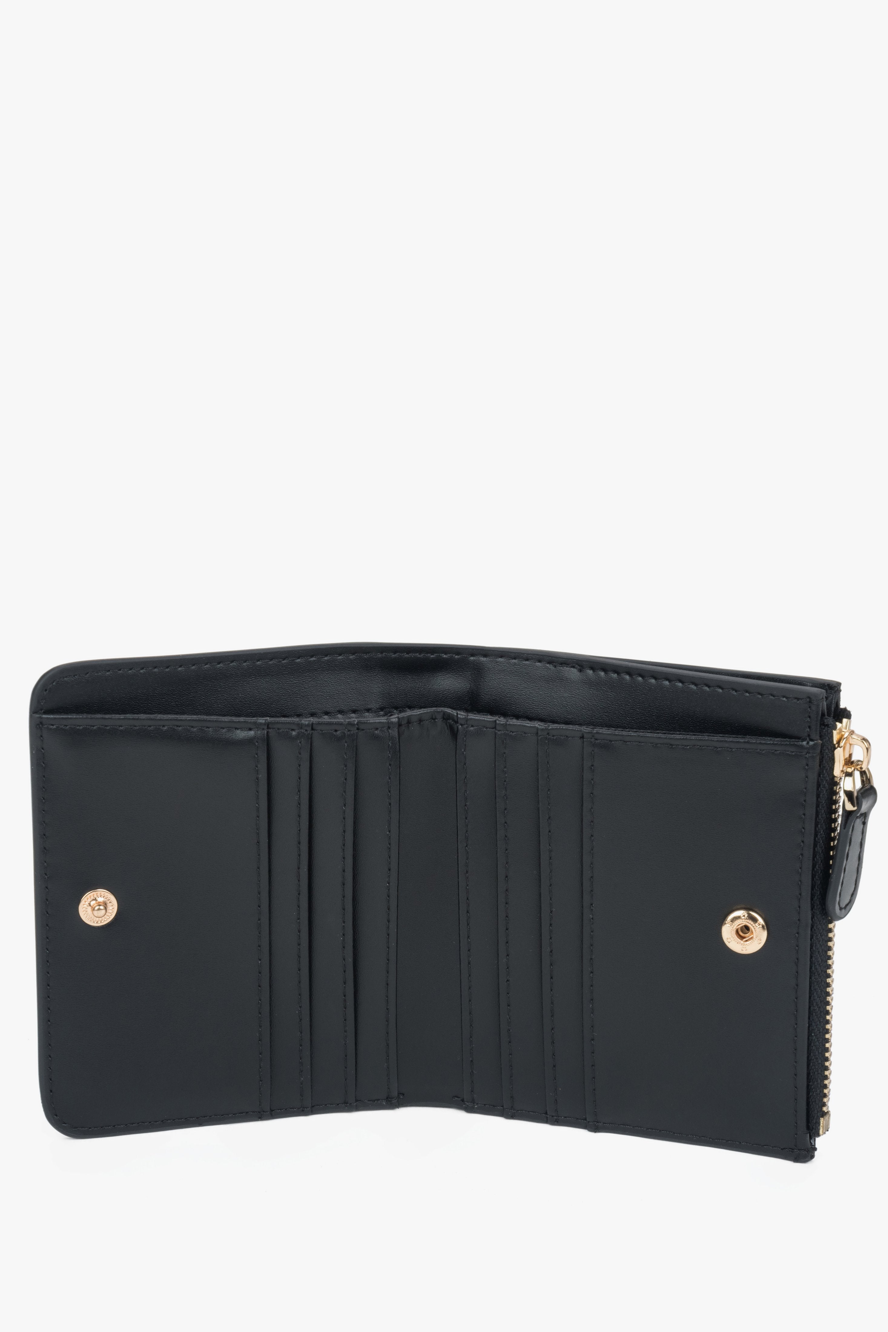 Small black women's wallet made of genuine leather, Estro.