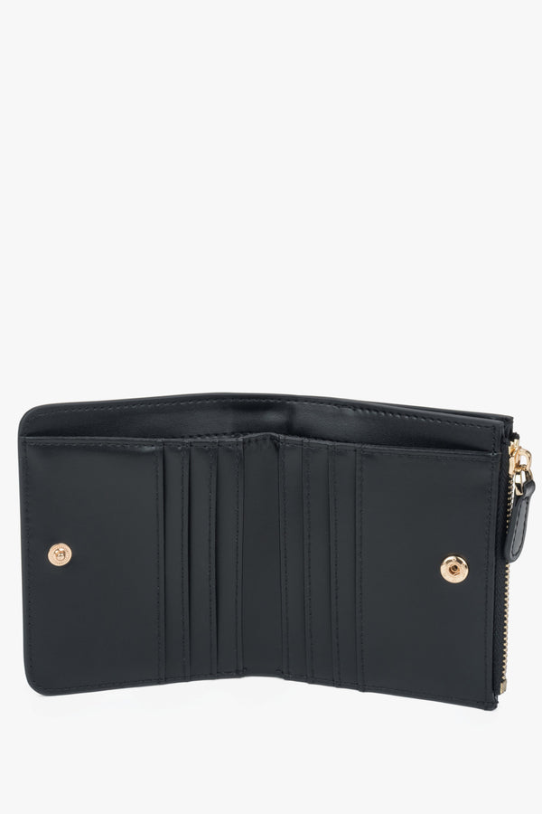 Small black women's wallet made of genuine leather, Estro.