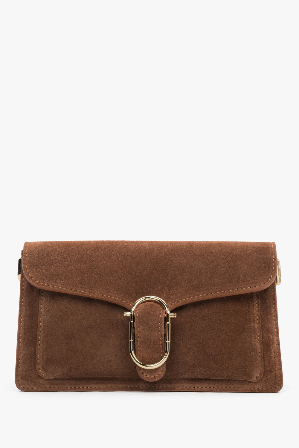 Women's Small Brown Shoulder Bag made of Premium Italian Genuine Velour Estro ER00118341.