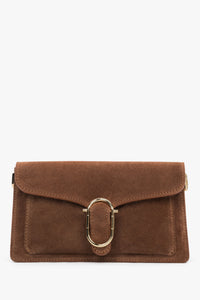 Women's Small Brown Shoulder Bag made of Premium Italian Genuine Velour Estro ER00118341.
