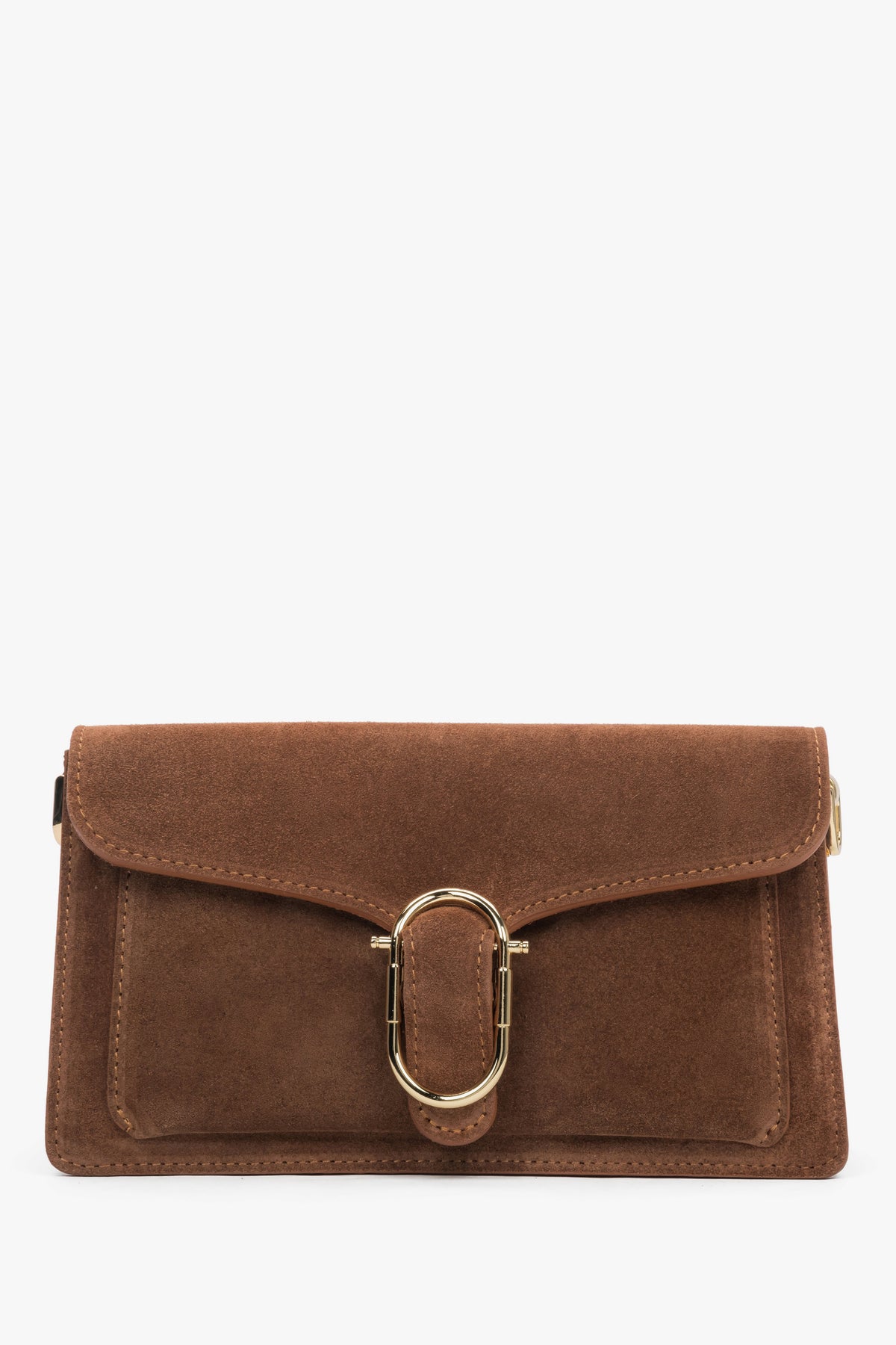 Women's Small Brown Shoulder Bag made of Premium Italian Genuine Velour Estro ER00118341.