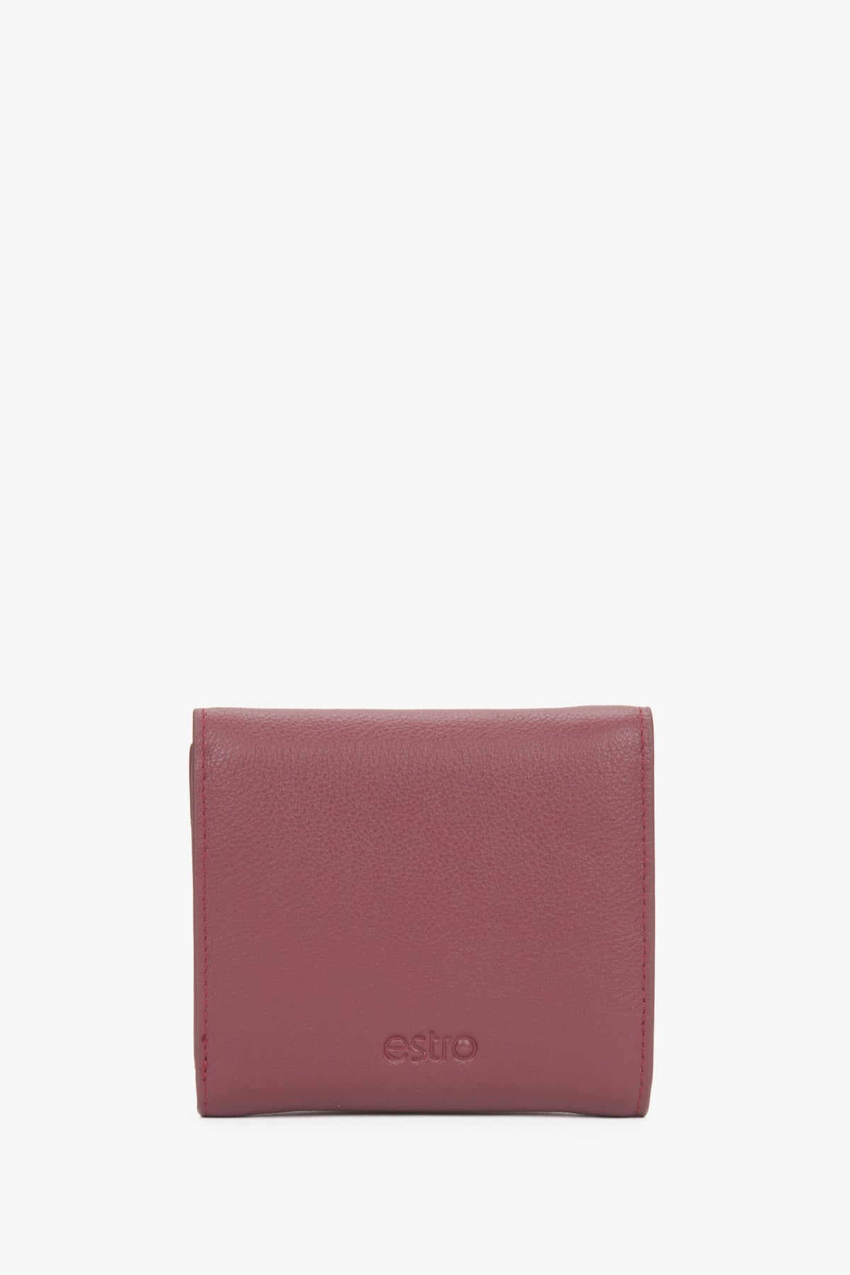Estro small tri-fold wallet for women in burgundy leather - reverse.