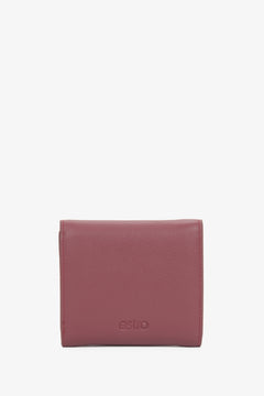 Estro small tri-fold wallet for women in burgundy leather - reverse.