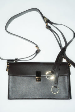 Women's Small Dark Brown Crossbody Bag in Leather with Gold Hardware Estro ER00118918.