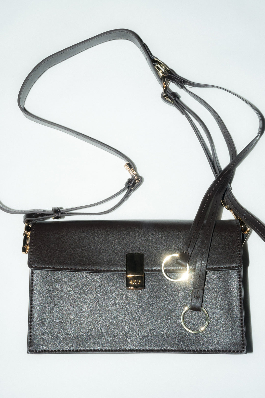 Women's Small Dark Brown Crossbody Bag in Leather with Gold Hardware Estro ER00118918.
