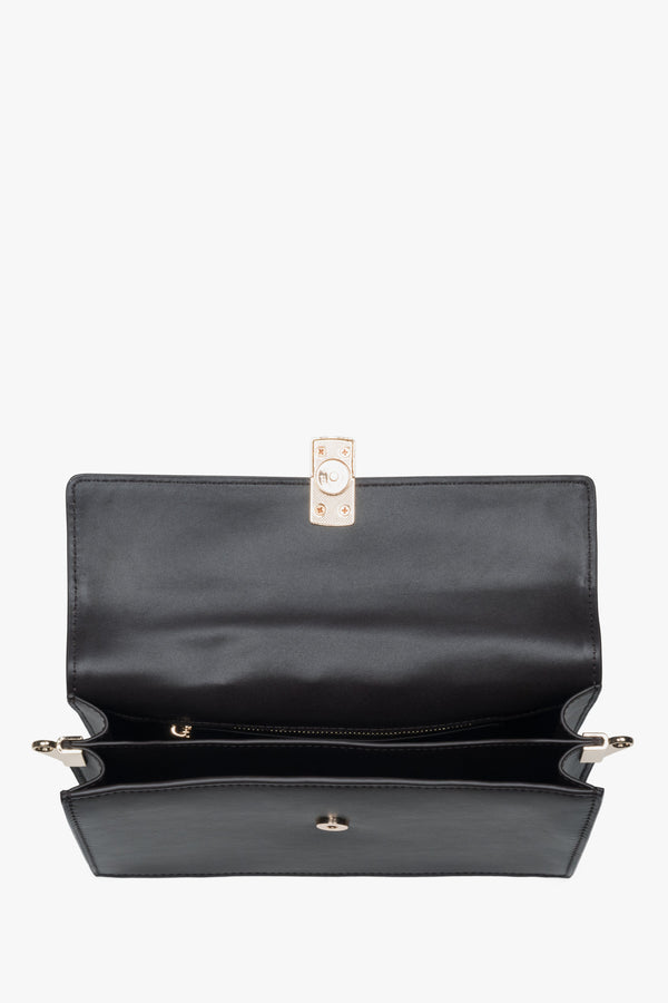 Genuine leather small dark brown crossbody bag with stylish gold details, perfect for everyday use.