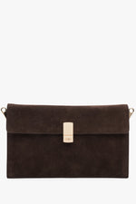 Women's Small Dark Brown Crossbody Bag in Velour with Gold Hardware Estro ER00118919.