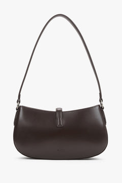 Small dark brown genuine leather women's shoulder bag, Estro.