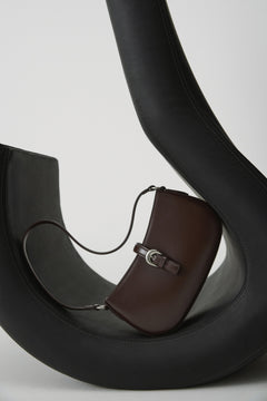 Women's small dark brown genuine leather shoulder bag Estro.