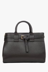 Women's Small Dark Brown Satchel Handbag made of Premium Italian Genuine Leather Estro ER00118336.
