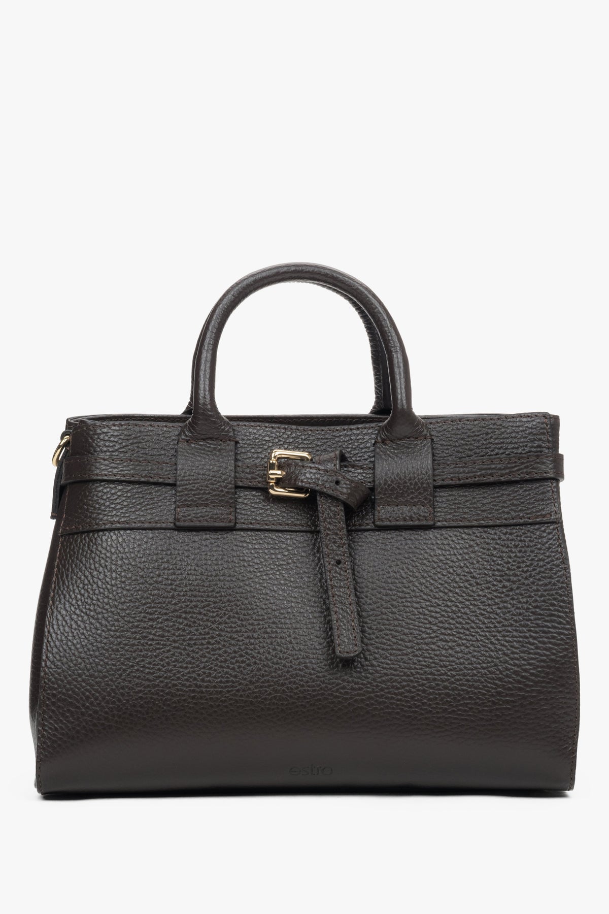 Women's Small Dark Brown Satchel Handbag made of Premium Italian Genuine Leather Estro ER00118336.