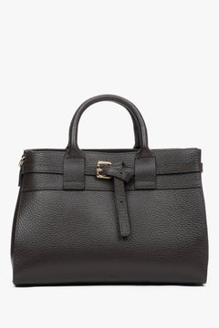 Women's Small Dark Brown Satchel Handbag made of Premium Italian Genuine Leather Estro ER00118336.