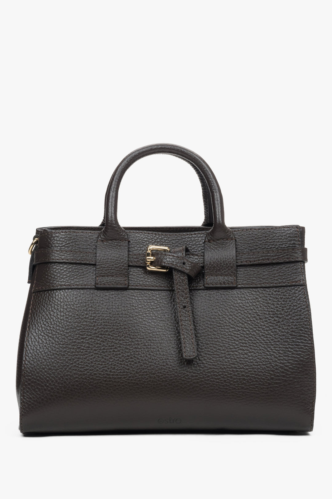 Women's Small Dark Brown Satchel Handbag made of Premium Italian Genuine Leather Estro ER00118336.