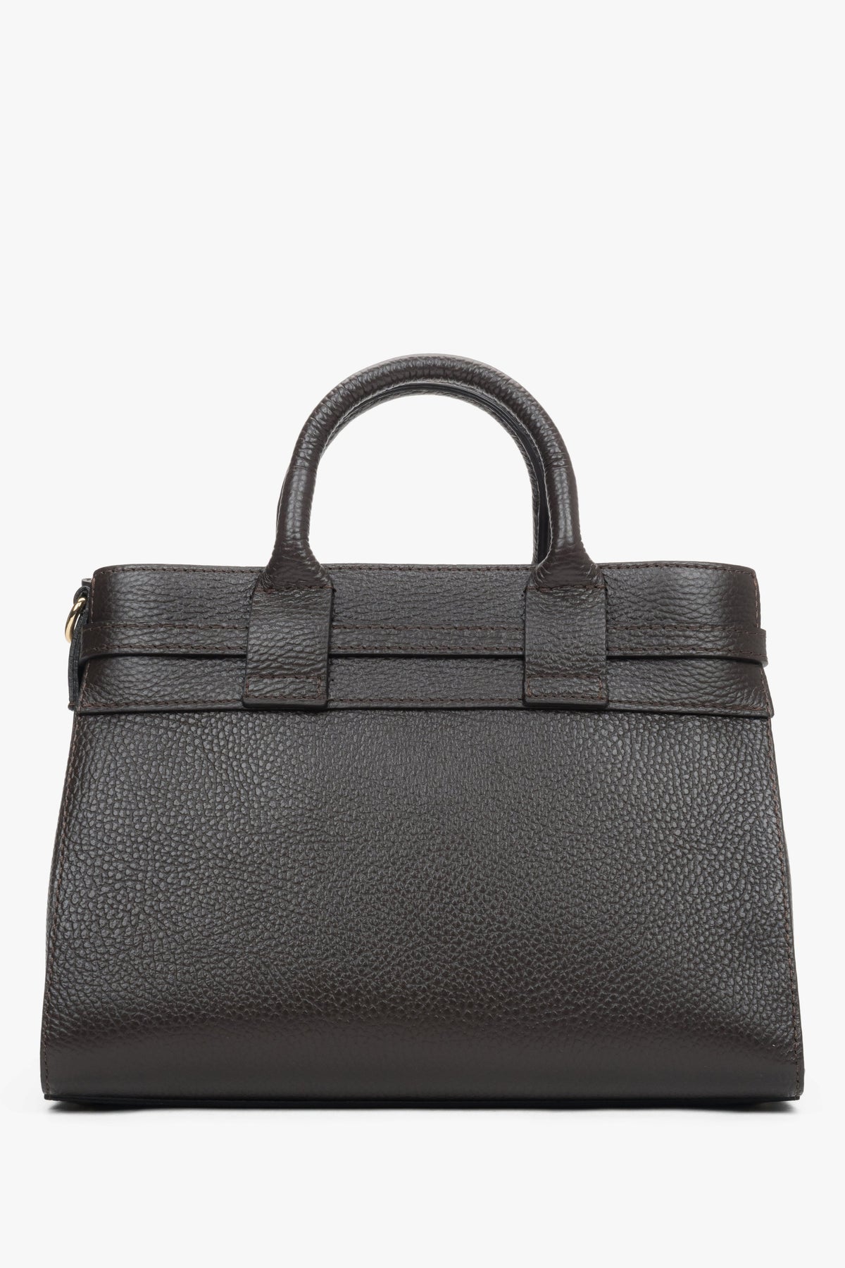 Women's small dark brown satchel handbag made of Premium Italian Genuine Leather.