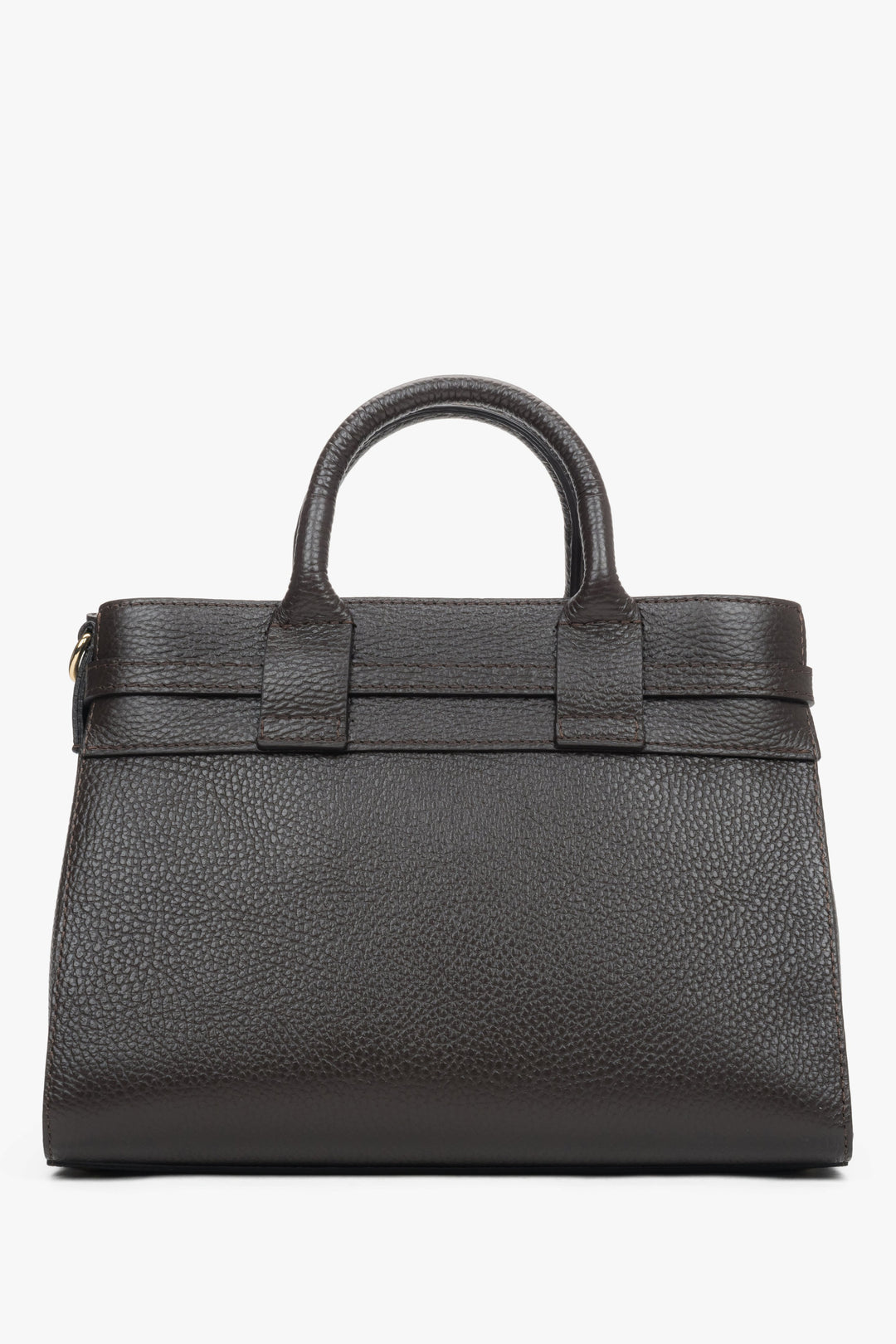 Women's small dark brown satchel handbag made of Premium Italian Genuine Leather.