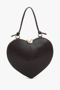 Women's Small Dark Brown Leather Heart-Shaped Bag Estro ER00118339.