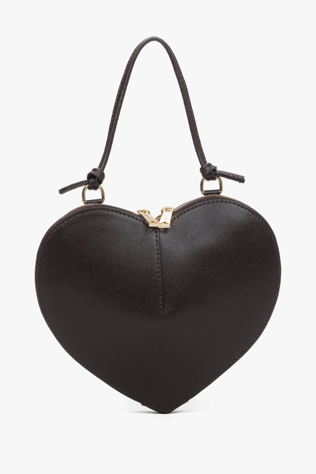 Women's Small Dark Brown Leather Heart-Shaped Bag Estro ER00118339.