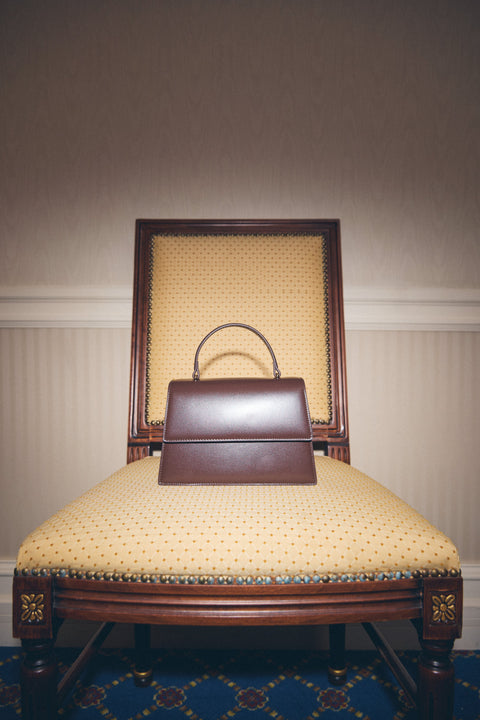 Women’s Small Dark Brown Leather Satchel Handbag Estro ER00116854.