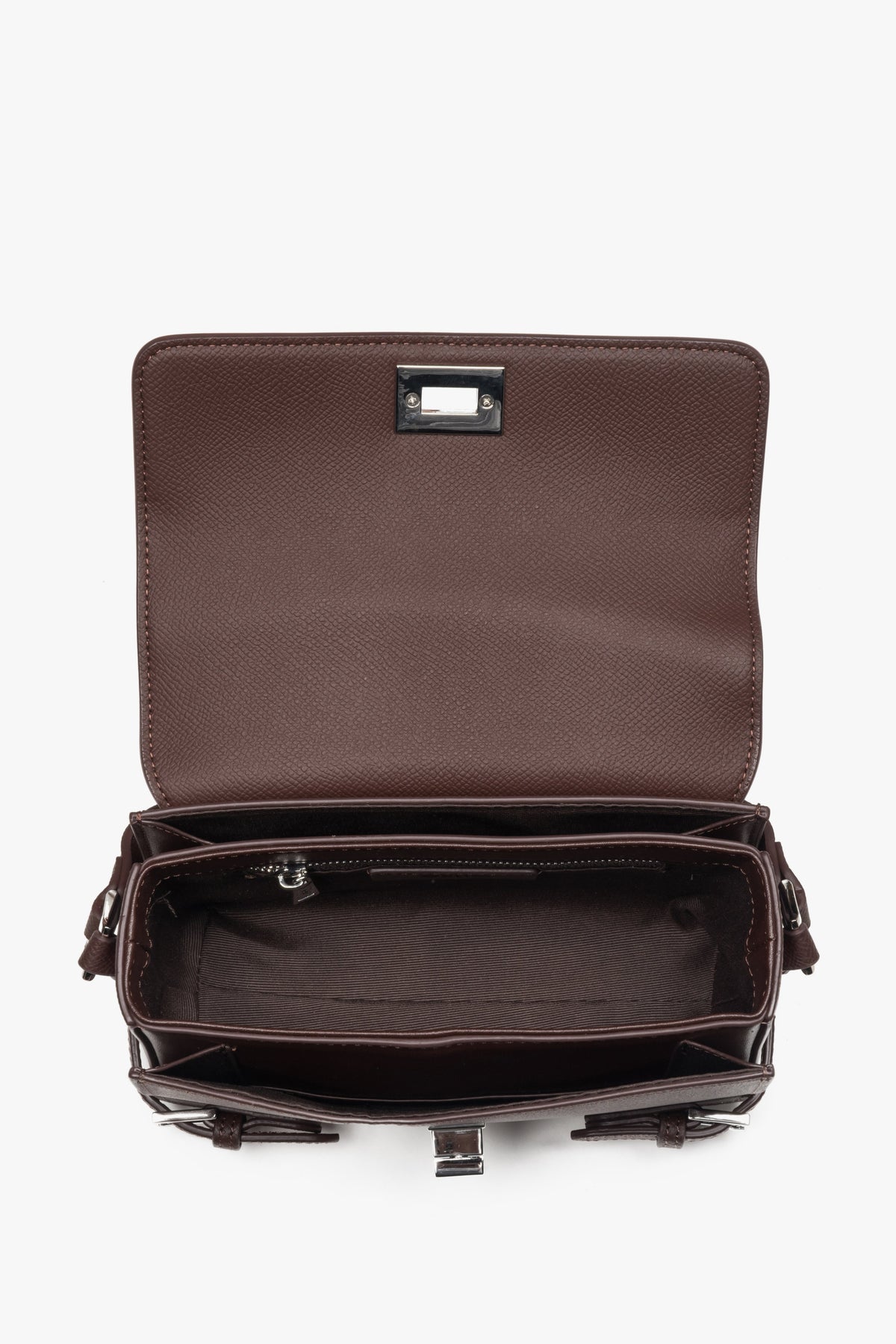Small dark brown women’s shoulder bag made of genuine leather, Estro.